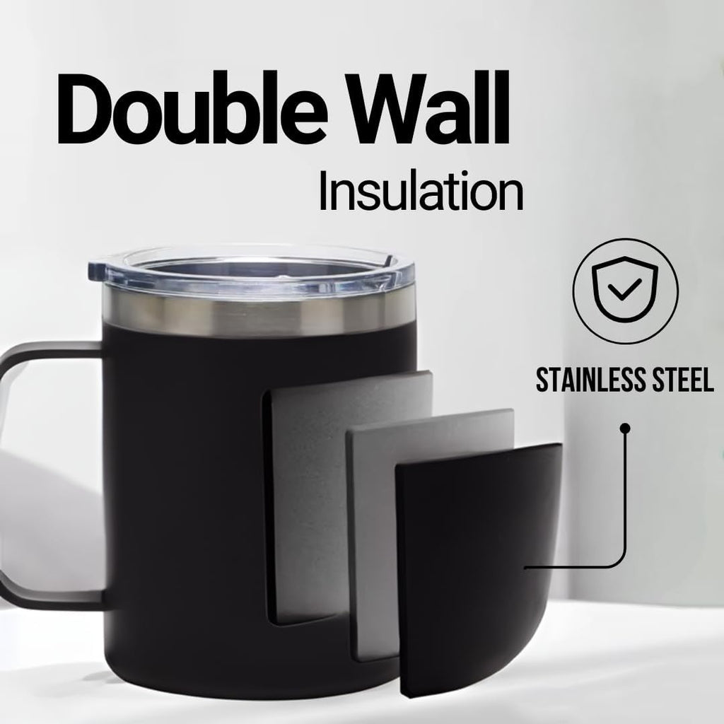 Custom Insulated Metal Mug - Black- Stainless Steel