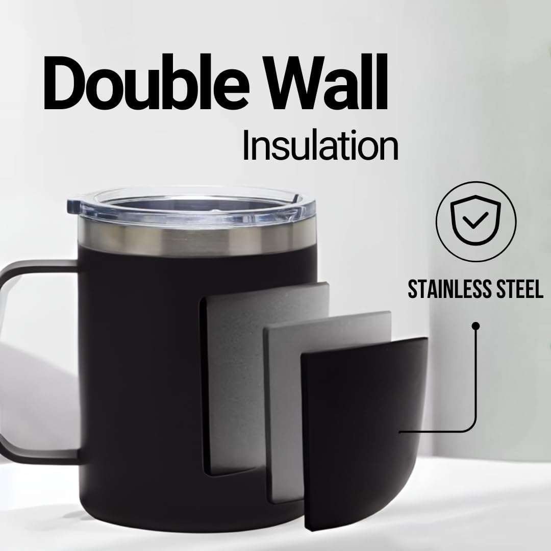 Custom Insulated Metal Mug - Black- Stainless Steel
