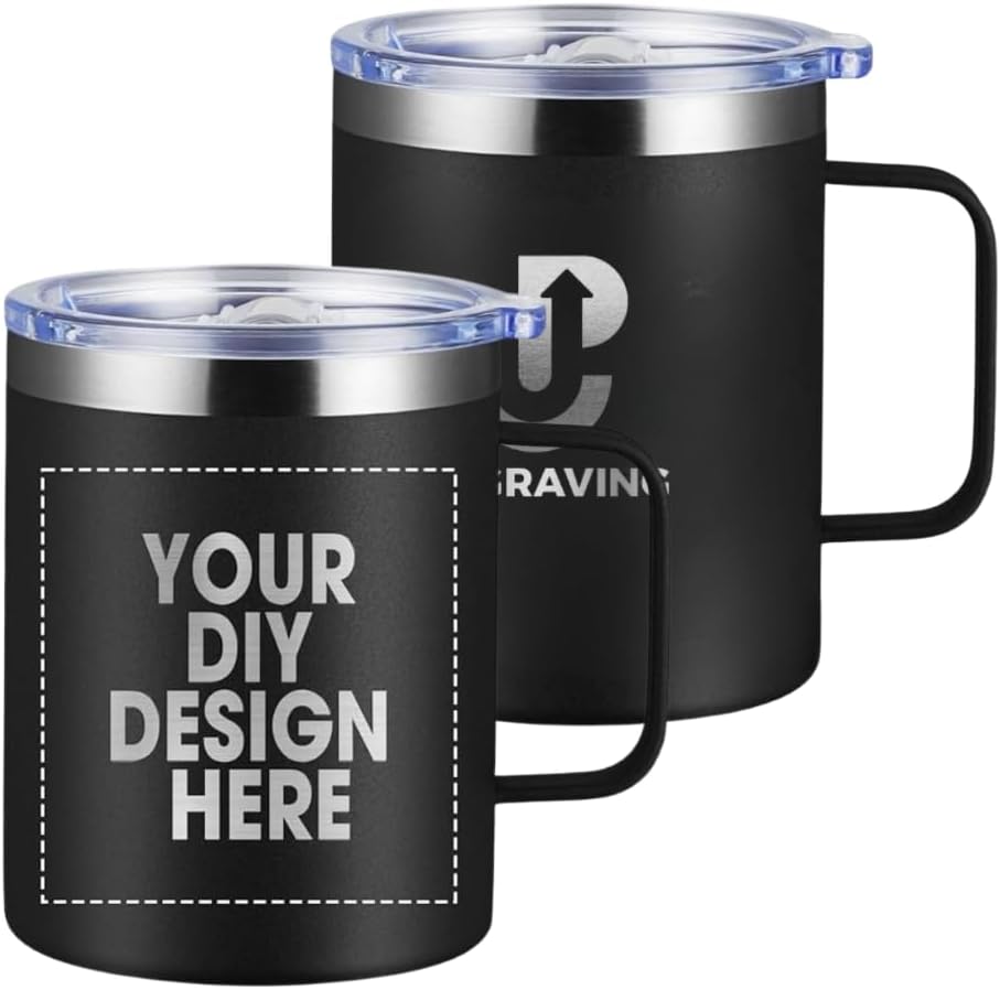 Custom Insulated Metal Mug - Black- Stainless Steel