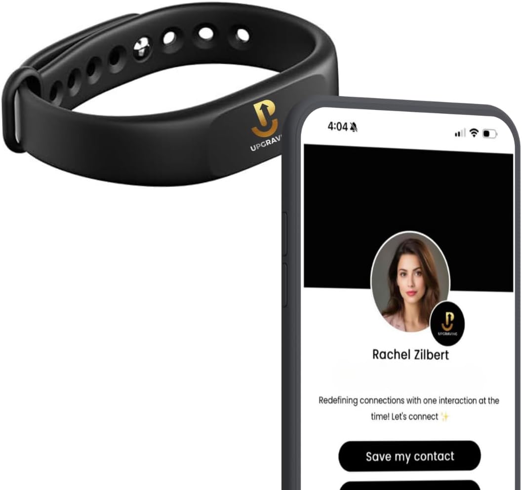 Digital Business Card Wristband – NFC Tap to Share & QR Code - Black