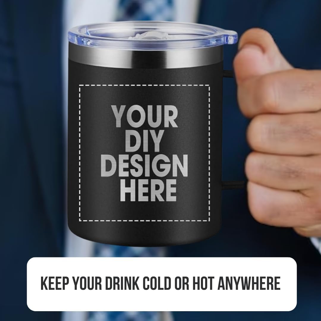 Custom Insulated Metal Mug - Black- Stainless Steel