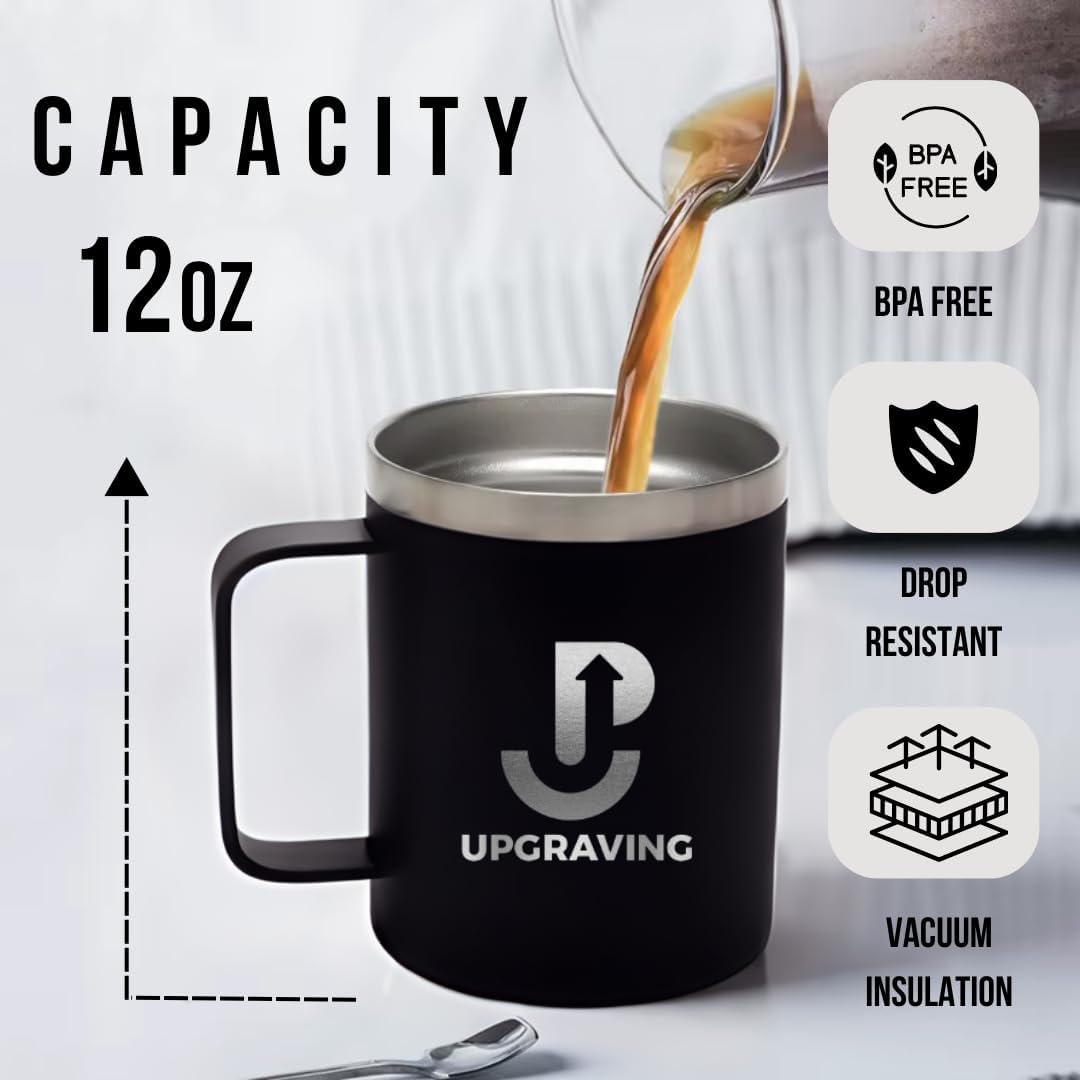 Custom Insulated Metal Mug - Black- Stainless Steel