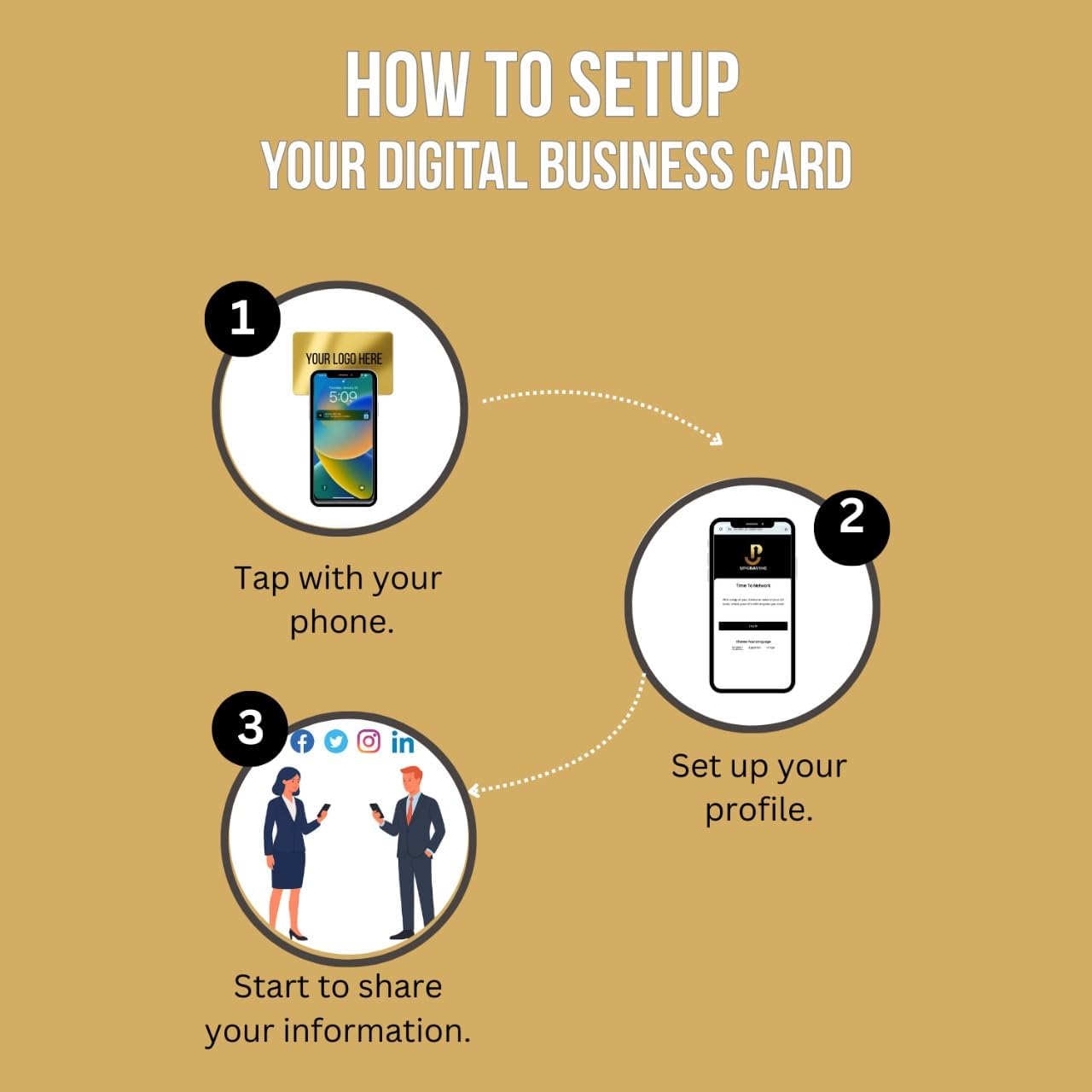 NFC Business Card – 24K Gold Plated Metal, Tap to Share