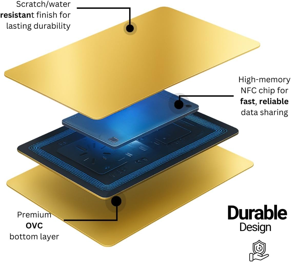 NFC Business Card – 24K Gold Plated Metal, Tap to Share