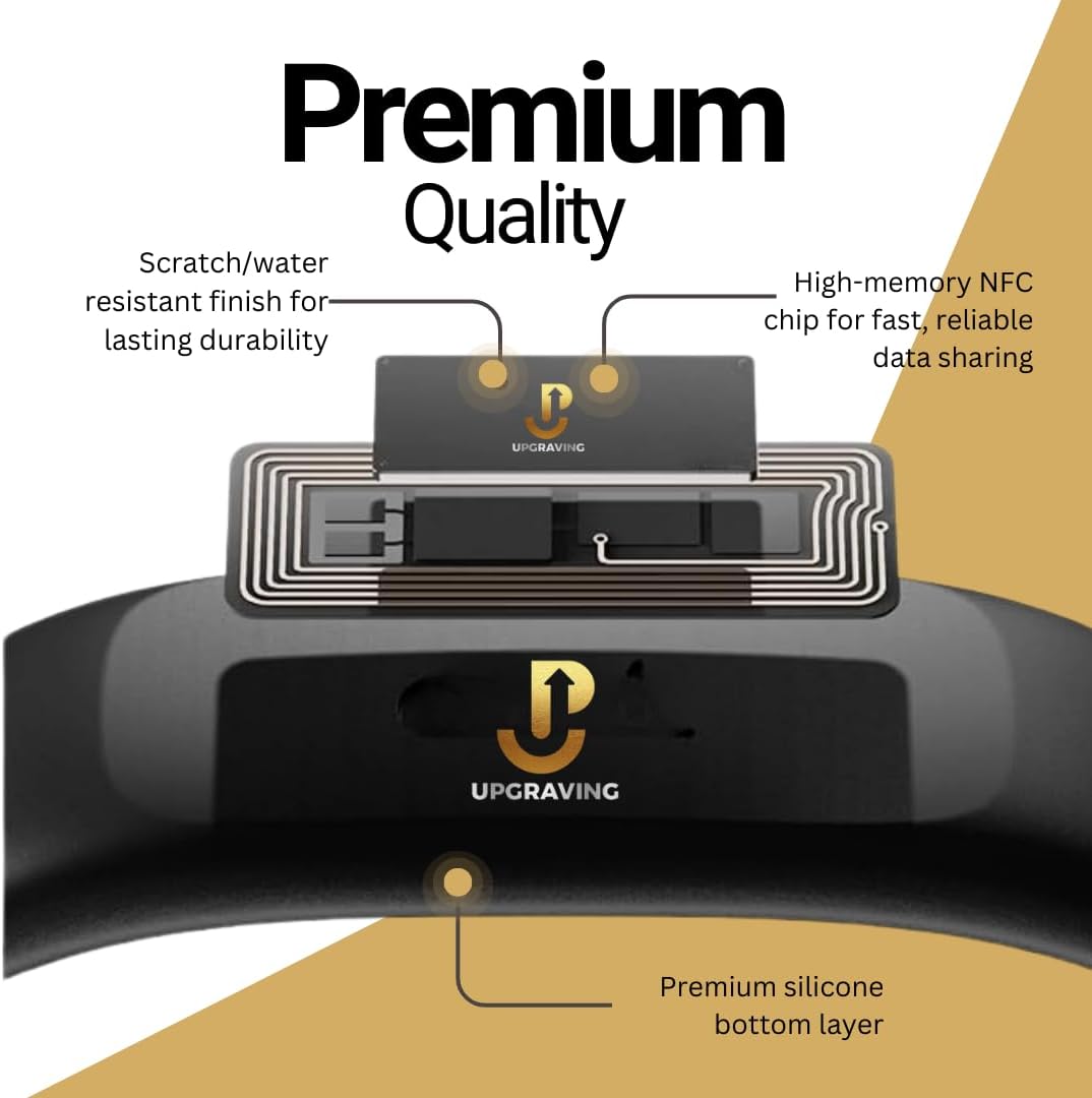 Digital Business Card Wristband – NFC Tap to Share & QR Code - Black