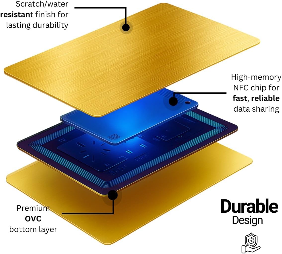 NFC Business Card – Gold Brushed Metal, Tap to Share