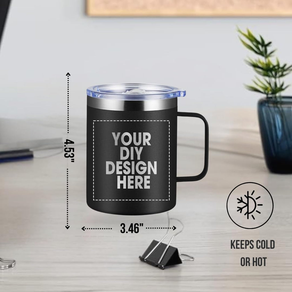 Custom Insulated Metal Mug - Black- Stainless Steel