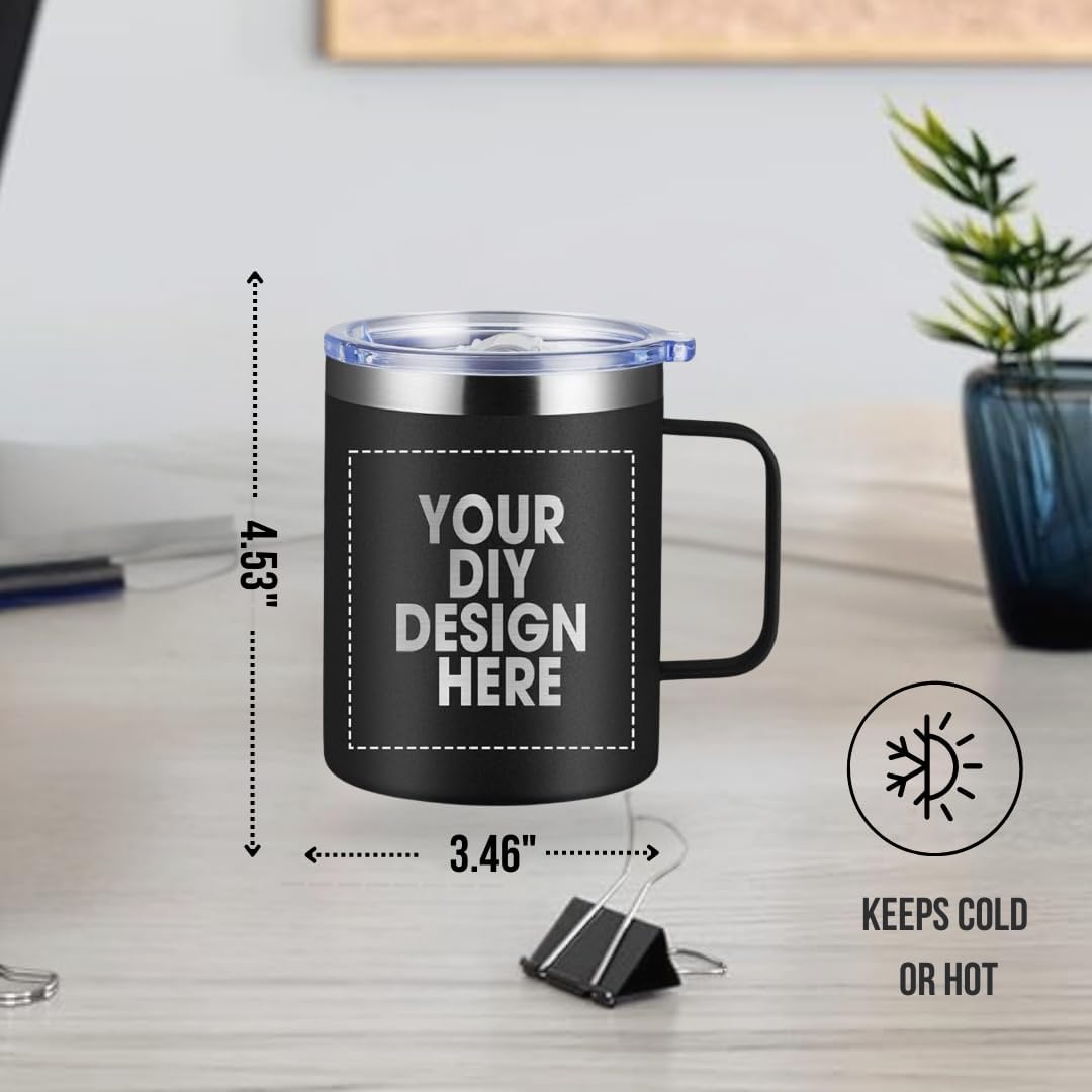 Custom Insulated Metal Mug - Black- Stainless Steel