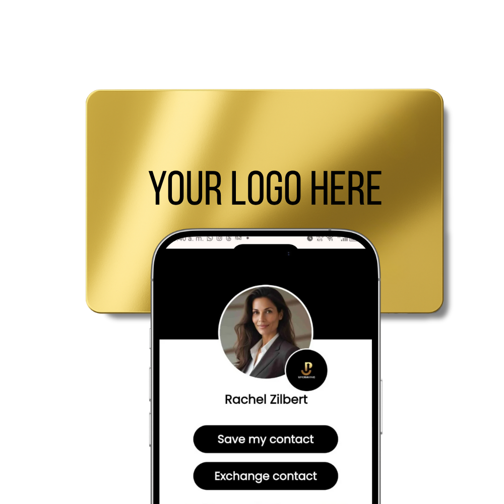 NFC Business Card – 24K Gold Plated Metal, Tap to Share