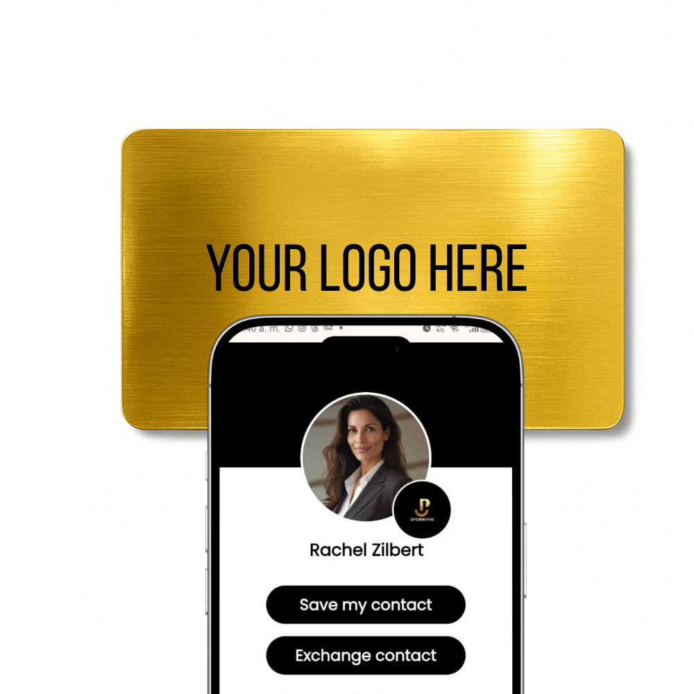 NFC Business Card – Gold Brushed Metal, Tap to Share