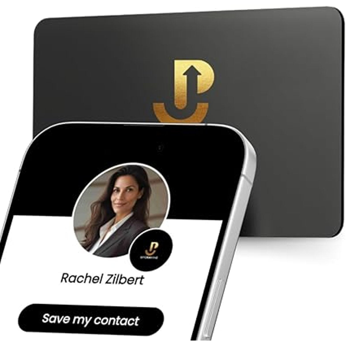 Upgraving Black Digital Business Card – NFC Tap to Share & QR Code Plastic Card